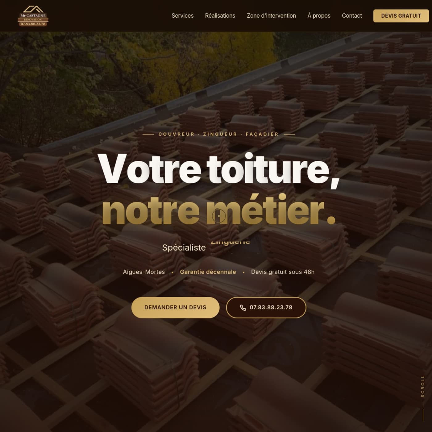 Aperçu du site Castagné Couverture réalisé par Boki Agency