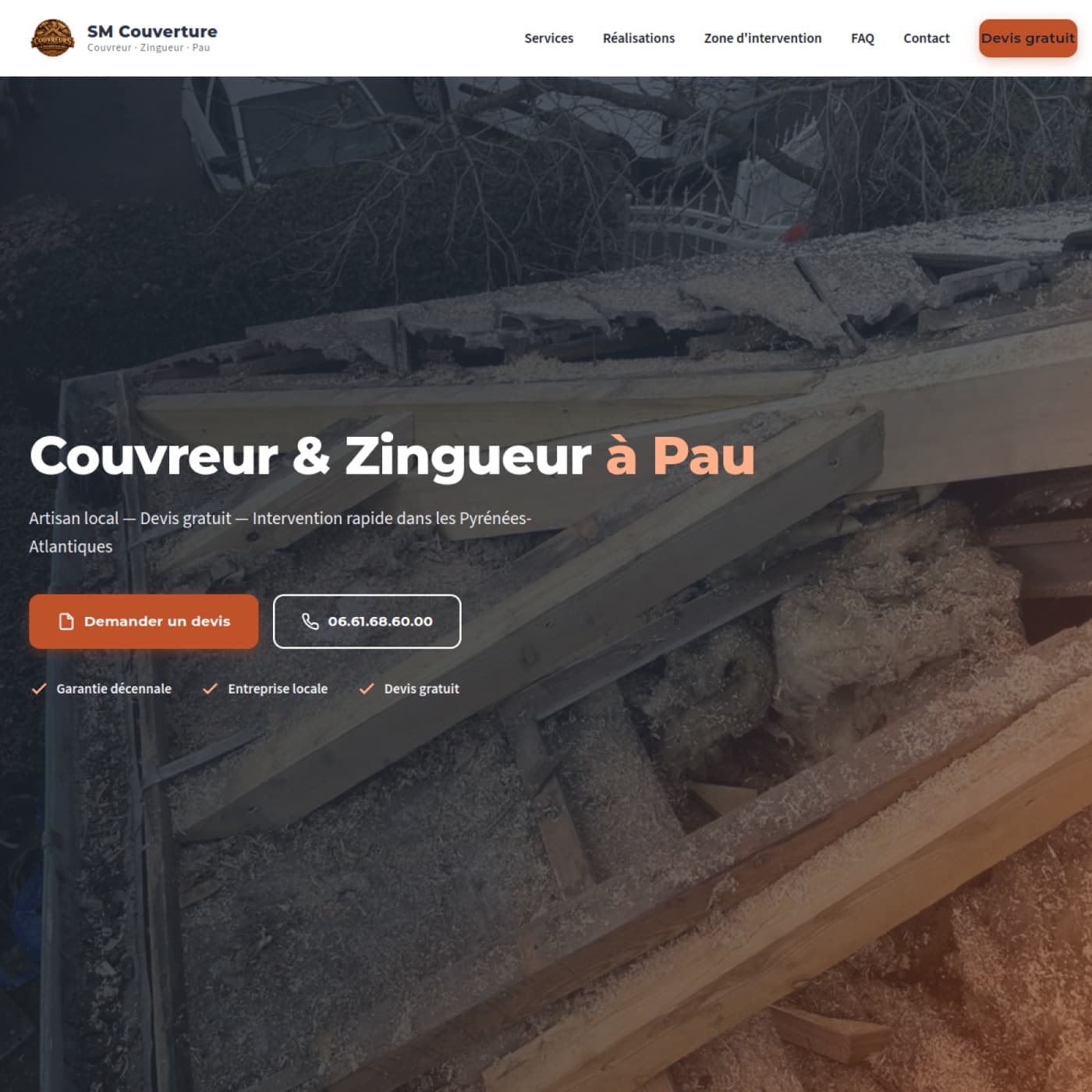 Aperçu du site SM Couverture Pau réalisé par Boki Agency