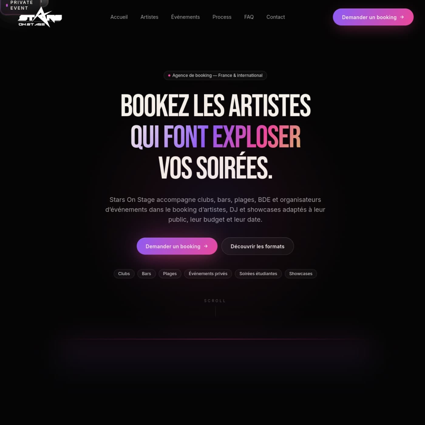 Aperçu du site Stars On Stage réalisé par Boki Agency